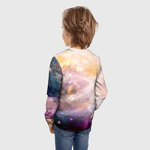 Детский лонгслив Аморфное абстрактное космическое красочное небо / 3D-принт – фото 4