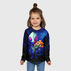 Лонгслив детский Инопланетянин с букетом цветов, цвет: 3D-принт — фото 2