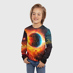 Лонгслив детский Планета в огненном космосе, цвет: 3D-принт — фото 2