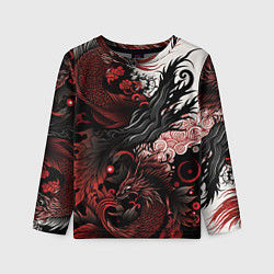 Лонгслив детский Красный Irezumi узор, цвет: 3D-принт