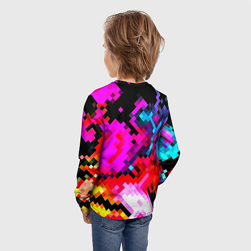 Детский лонгслив Pixel neon mosaic / 3D-принт – фото 4