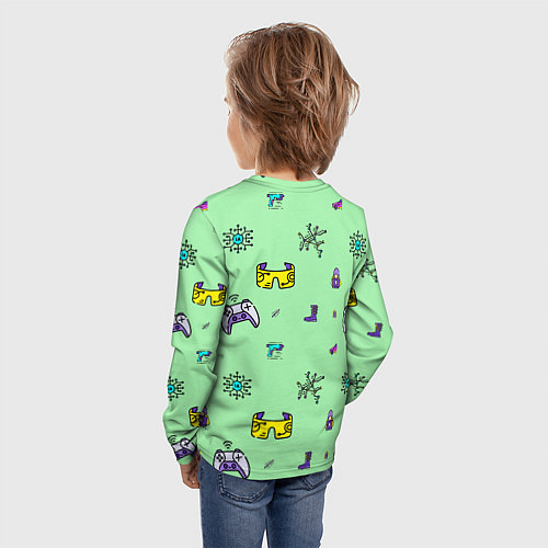 Детский лонгслив Паттерн - геймер / 3D-принт – фото 4