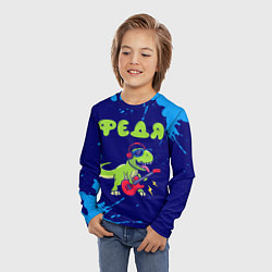 Лонгслив детский Федя рокозавр, цвет: 3D-принт — фото 2