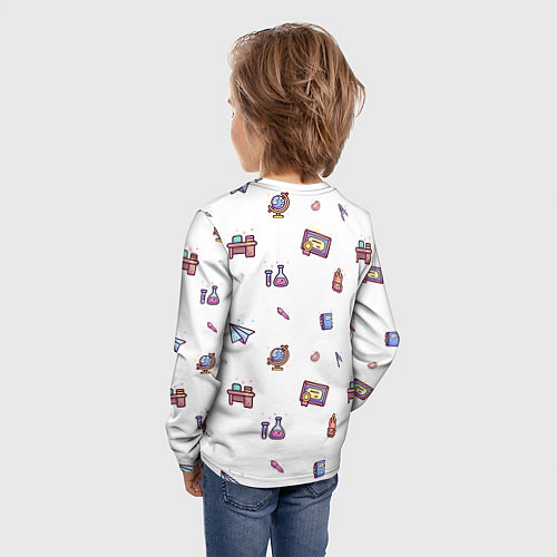 Детский лонгслив Паттерн - школа / 3D-принт – фото 4