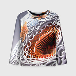 Лонгслив детский Бронзовые цветы-арт, цвет: 3D-принт