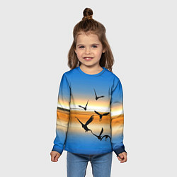 Лонгслив детский Вороны на закате, цвет: 3D-принт — фото 2
