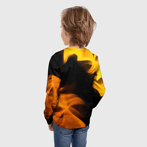 Детский лонгслив Free Fire - gold gradient: надпись, символ / 3D-принт – фото 4