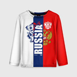 Лонгслив детский Russia national team: white blue red, цвет: 3D-принт