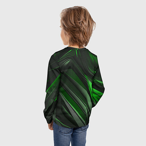 Детский лонгслив Green black abstract / 3D-принт – фото 4