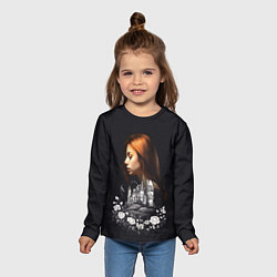 Лонгслив детский Воспоминания о любви Девушка цветы и замок, цвет: 3D-принт — фото 2