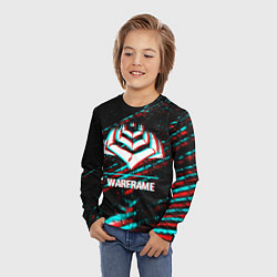 Лонгслив детский Warframe в стиле glitch и баги графики на темном ф, цвет: 3D-принт — фото 2