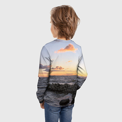 Детский лонгслив Закат солнца на Финском заливе / 3D-принт – фото 4