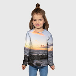 Лонгслив детский Закат солнца на Финском заливе, цвет: 3D-принт — фото 2