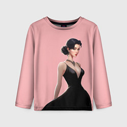 Лонгслив детский Girl in black dress - pink, цвет: 3D-принт
