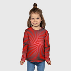 Лонгслив детский Орнамент из красных линий, цвет: 3D-принт — фото 2