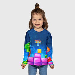 Лонгслив детский Падающие кубики Тетрис, цвет: 3D-принт — фото 2