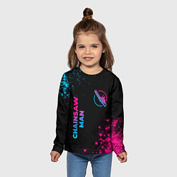 Лонгслив детский Chainsaw Man - neon gradient: надпись, символ, цвет: 3D-принт — фото 2