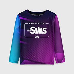 Детский лонгслив The Sims gaming champion: рамка с лого и джойстико
