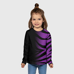 Лонгслив детский Фиолетовый с черными полосками зебры, цвет: 3D-принт — фото 2