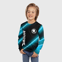 Лонгслив детский Skoda неоновые лампы, цвет: 3D-принт — фото 2