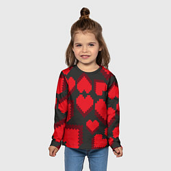 Лонгслив детский Pixel hearts, цвет: 3D-принт — фото 2