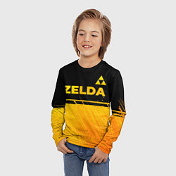 Лонгслив детский Zelda - gold gradient: символ сверху, цвет: 3D-принт — фото 2