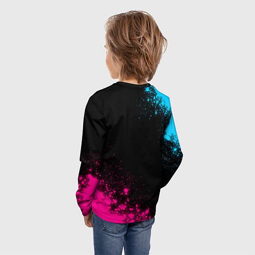 Детский лонгслив Black Clover - neon gradient: надпись, символ / 3D-принт – фото 4