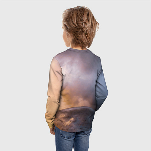 Детский лонгслив Часть металлической планеты и туман / 3D-принт – фото 4