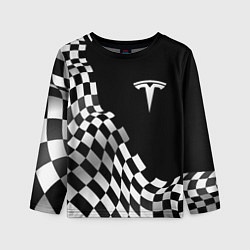 Лонгслив детский Tesla racing flag, цвет: 3D-принт