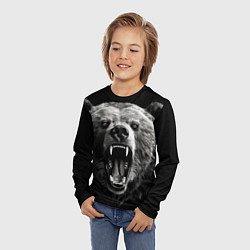 Лонгслив детский Агрессивный таежный медведь, цвет: 3D-принт — фото 2