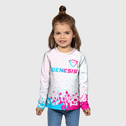 Лонгслив детский Genesis neon gradient style: символ сверху, цвет: 3D-принт — фото 2