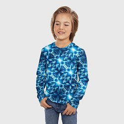 Лонгслив детский Светящиеся голубые цветы, цвет: 3D-принт — фото 2
