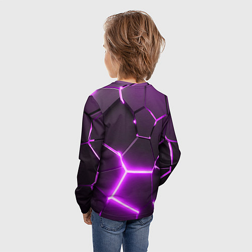 Детский лонгслив Киберпанк призрачная свобода фиолетовый неон / 3D-принт – фото 4