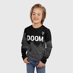 Лонгслив детский Doom glitch на темном фоне: символ сверху, цвет: 3D-принт — фото 2