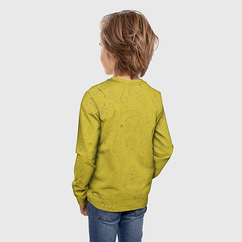Детский лонгслив Рябь - зеленовато-желтый и фиолетовый - узор Хуф и / 3D-принт – фото 4