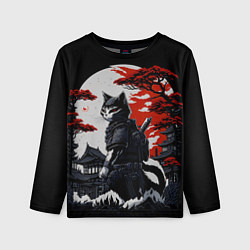 Лонгслив детский Котик ниндзя - мрачный, цвет: 3D-принт