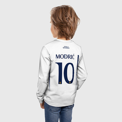 Детский лонгслив Лука Модрич Реал Мадрид форма 2324 домашняя / 3D-принт – фото 4