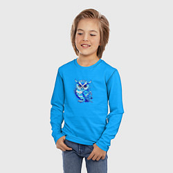 Лонгслив детский Мультяшная сова голубой, цвет: 3D-принт — фото 2
