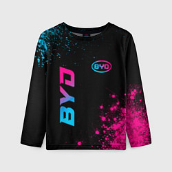 Лонгслив детский BYD - neon gradient: надпись, символ, цвет: 3D-принт