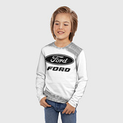Лонгслив детский Ford speed на светлом фоне со следами шин, цвет: 3D-принт — фото 2