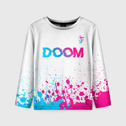 Лонгслив детский Doom neon gradient style: символ сверху, цвет: 3D-принт