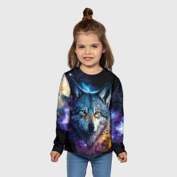 Лонгслив детский Космический звездный волк, цвет: 3D-принт — фото 2