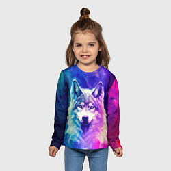Лонгслив детский Волк космический, цвет: 3D-принт — фото 2