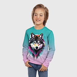 Лонгслив детский Волчья морда - поп-арт, цвет: 3D-принт — фото 2