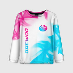 Детский лонгслив Daewoo neon gradient style: надпись, символ