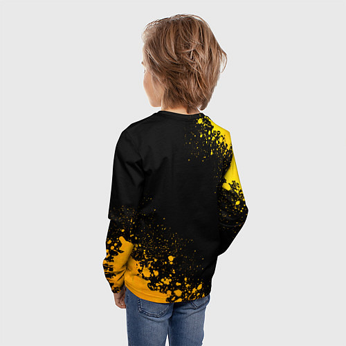 Детский лонгслив Fallout - gold gradient: надпись, символ / 3D-принт – фото 4