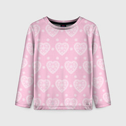 Лонгслив детский Розовое кружево сердечки, цвет: 3D-принт