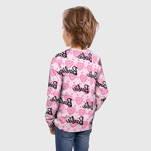 Детский лонгслив Логотип Барби и розовое кружево / 3D-принт – фото 4