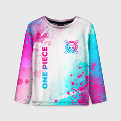 Лонгслив детский One Piece neon gradient style: надпись, символ, цвет: 3D-принт