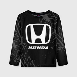 Лонгслив детский Honda speed на темном фоне со следами шин, цвет: 3D-принт